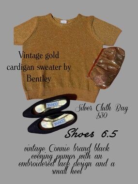 Bentley Vintage Gold Short-Sleeve Sparkle Sweater